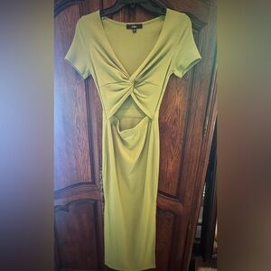 Lulu's Green Ruched Cut-Out Bodycon Dress
